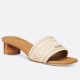 Dior Dioriviera Dway Heeled 35MM Slides in Raffia and White Cotton