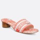 Dior Dioriviera Dway Heeled 35MM Slides in Coral Toile de Jouy Sauvage Cotton