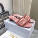 Dior Dioriviera Dway Heeled 35MM Slides in Coral Toile de Jouy Sauvage Cotton