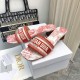 Dior Dioriviera Dway Heeled 35MM Slides in Coral Toile de Jouy Sauvage Cotton