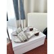 Dior Dioriviera Dway Heeled 35MM Slides in Grey Toile de Jouy Sauvage Cotton