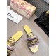 Dior Dway Slides In Yellow Multicolor D-Jungle Pop Cotton