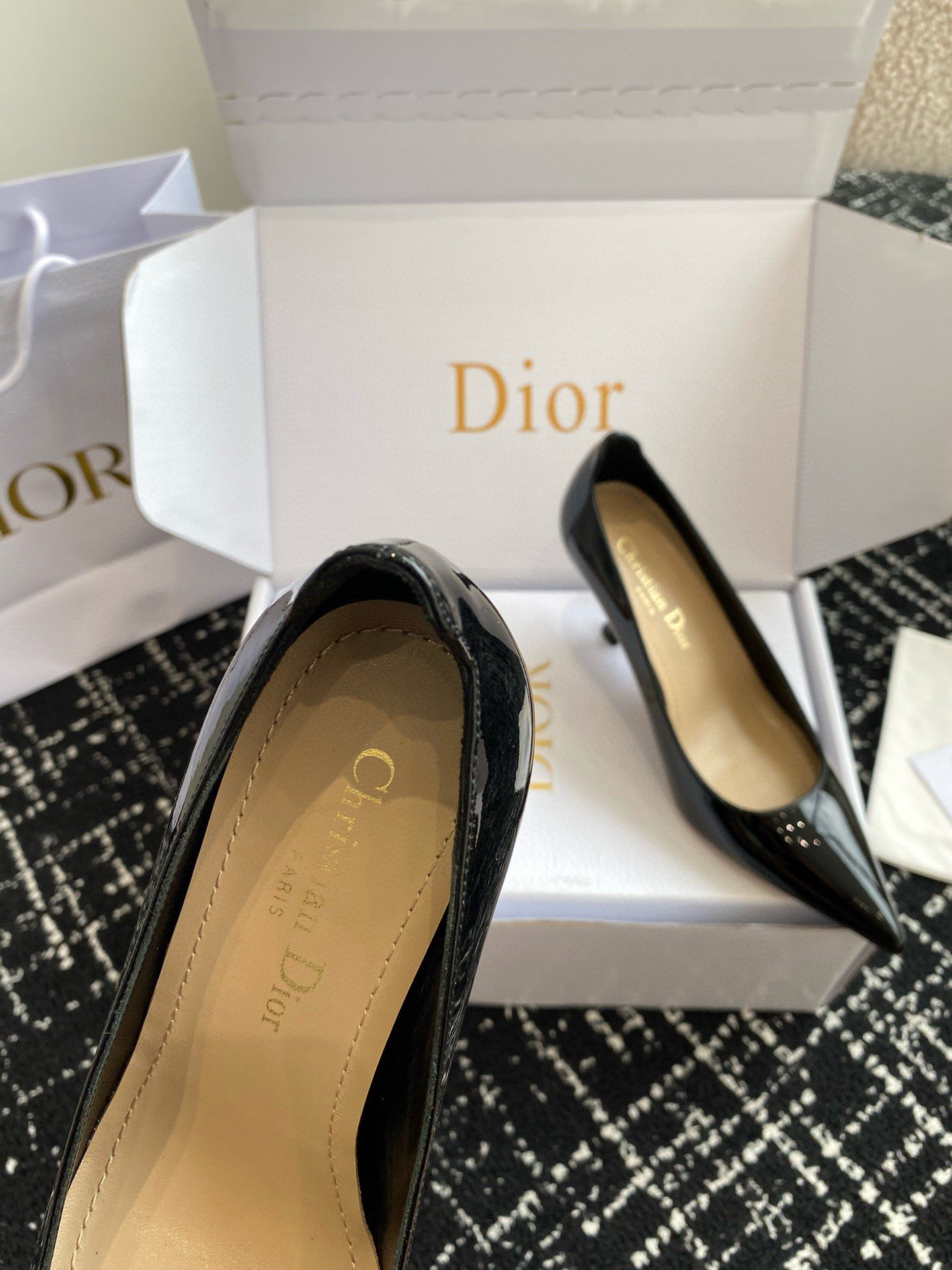 Dior Tribales Pumps 80mm in Black Patent Calfskin