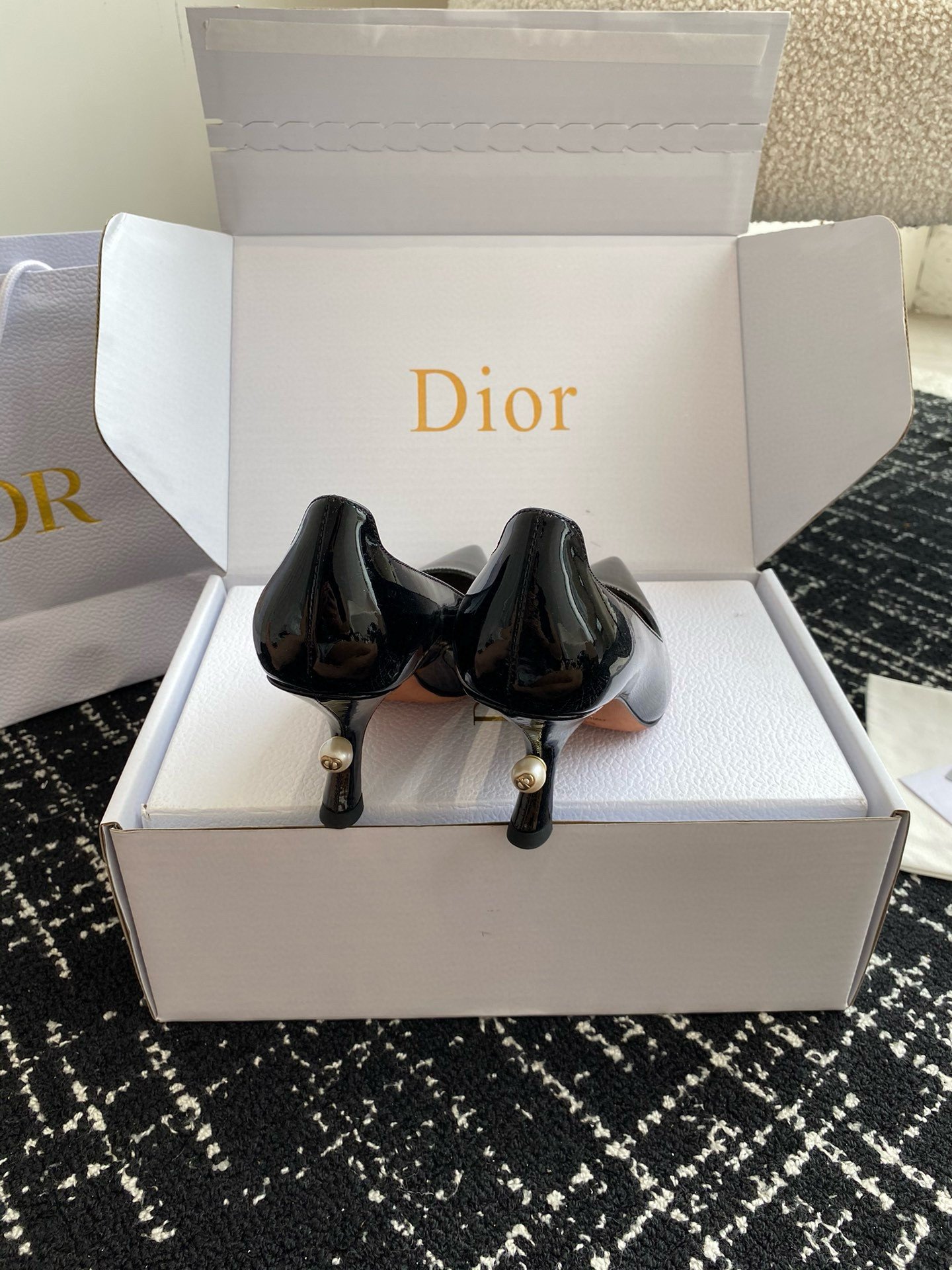 Dior Tribales Pumps 80mm in Black Patent Calfskin