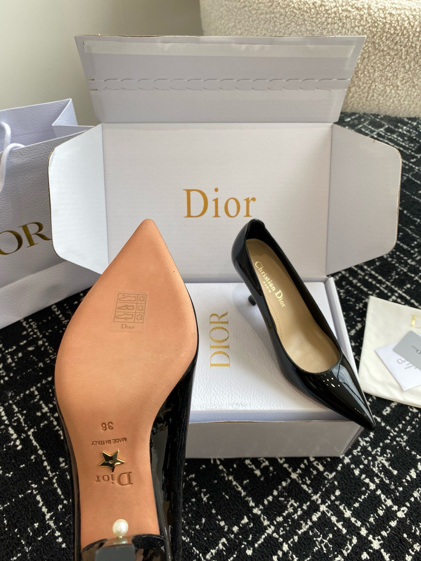 Dior Tribales Pumps 80mm in Black Patent Calfskin