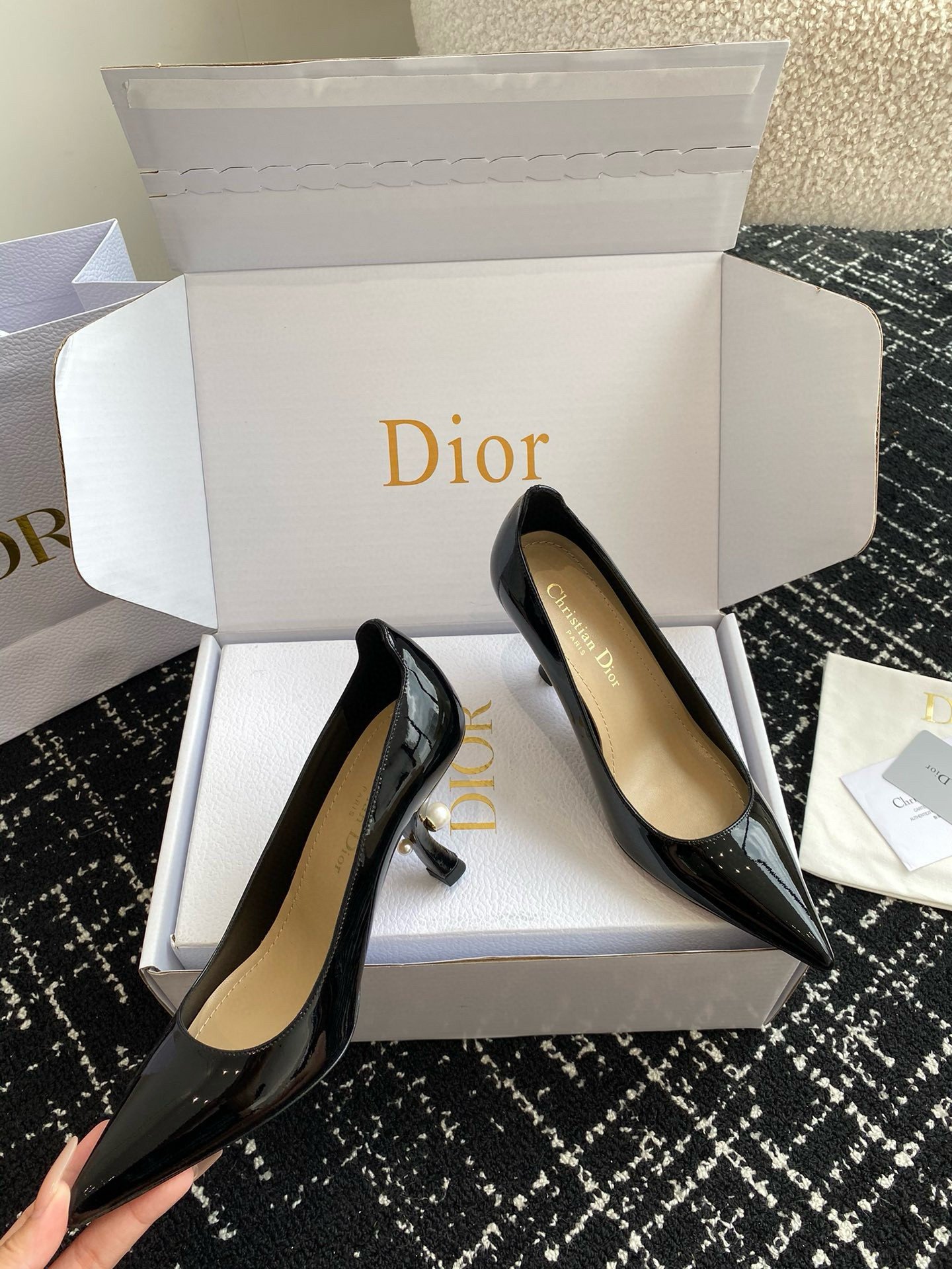 Dior Tribales Pumps 80mm in Black Patent Calfskin