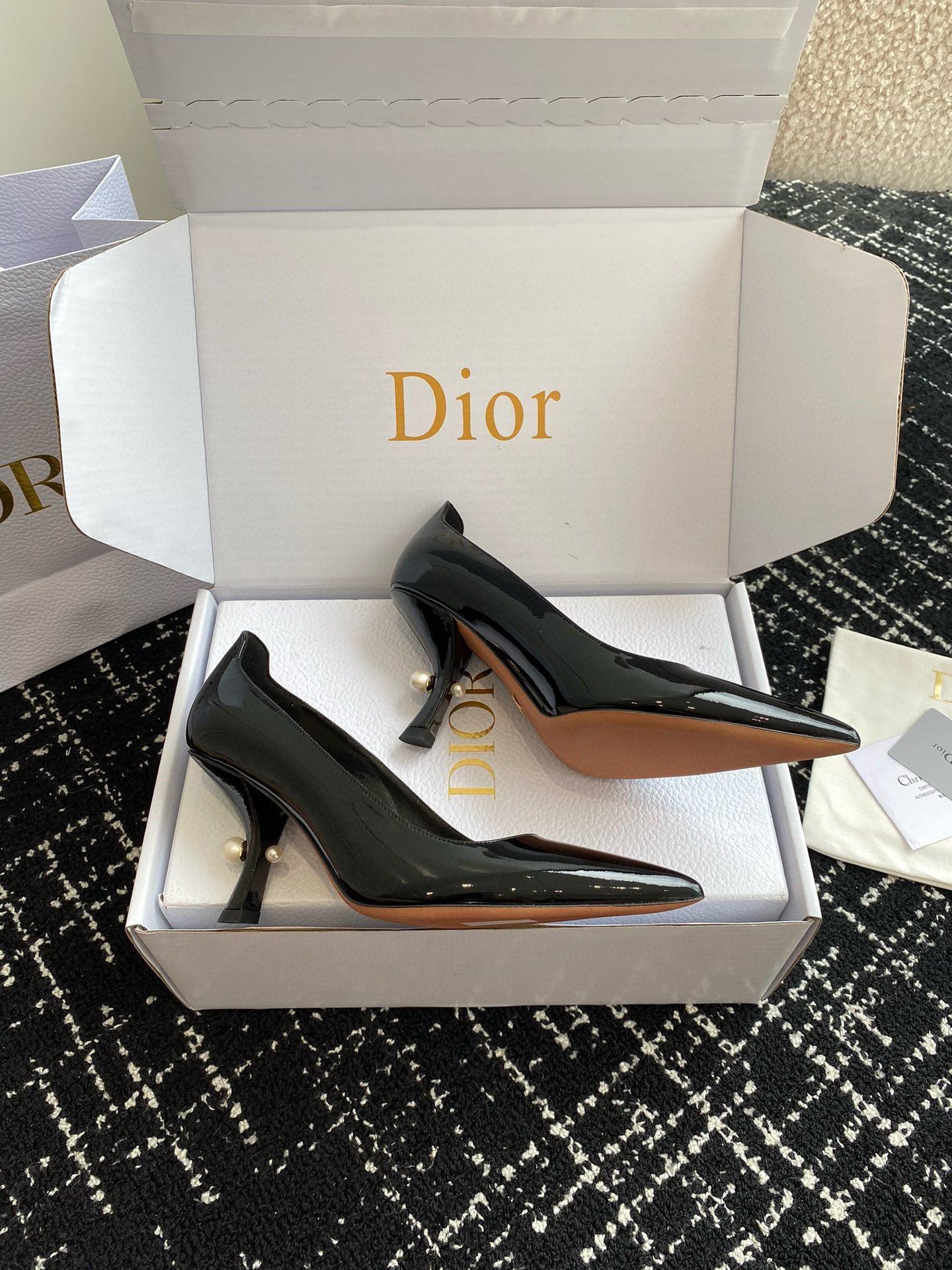 Dior Tribales Pumps 80mm in Black Patent Calfskin