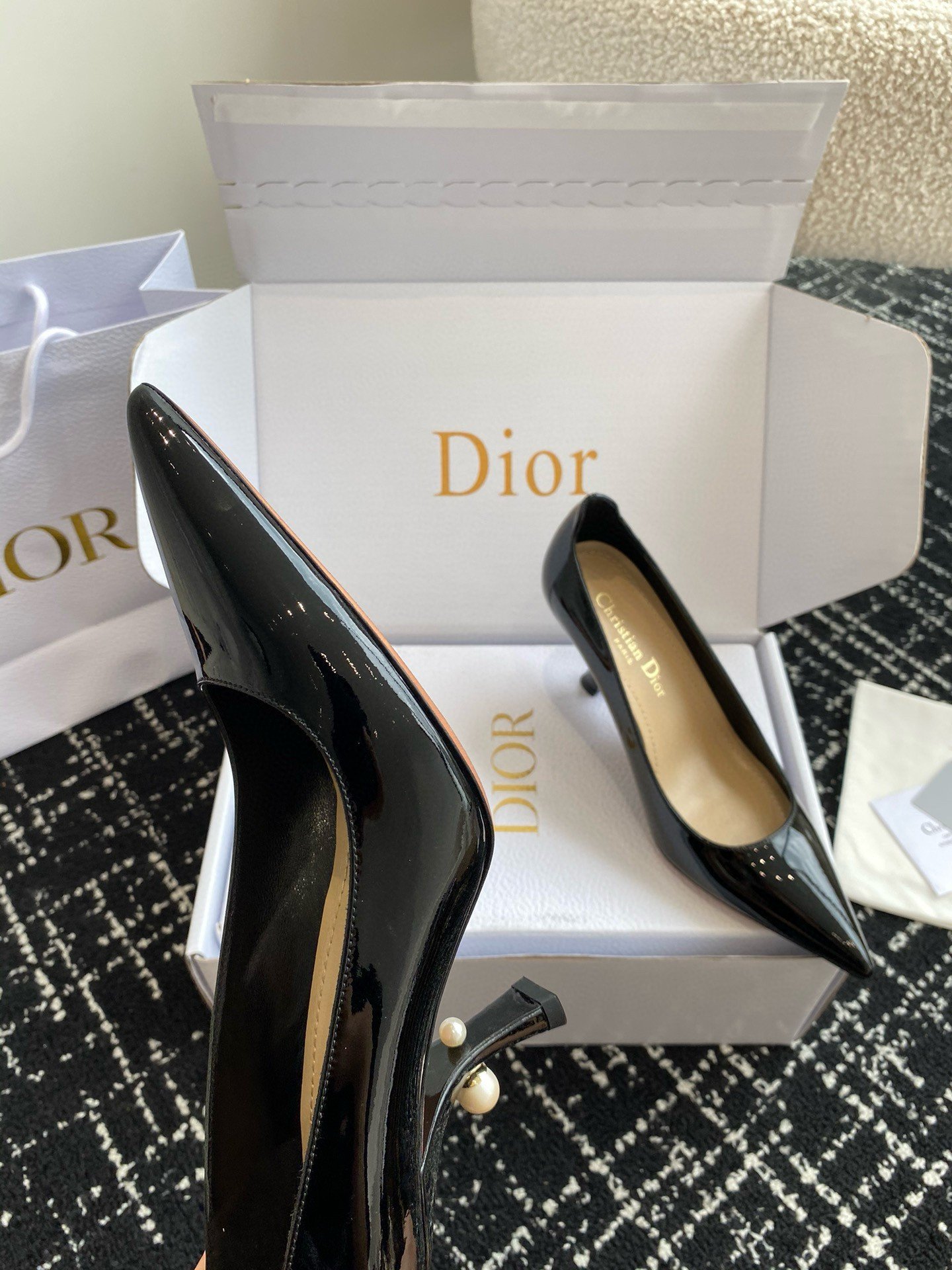 Dior Tribales Pumps 80mm in Black Patent Calfskin