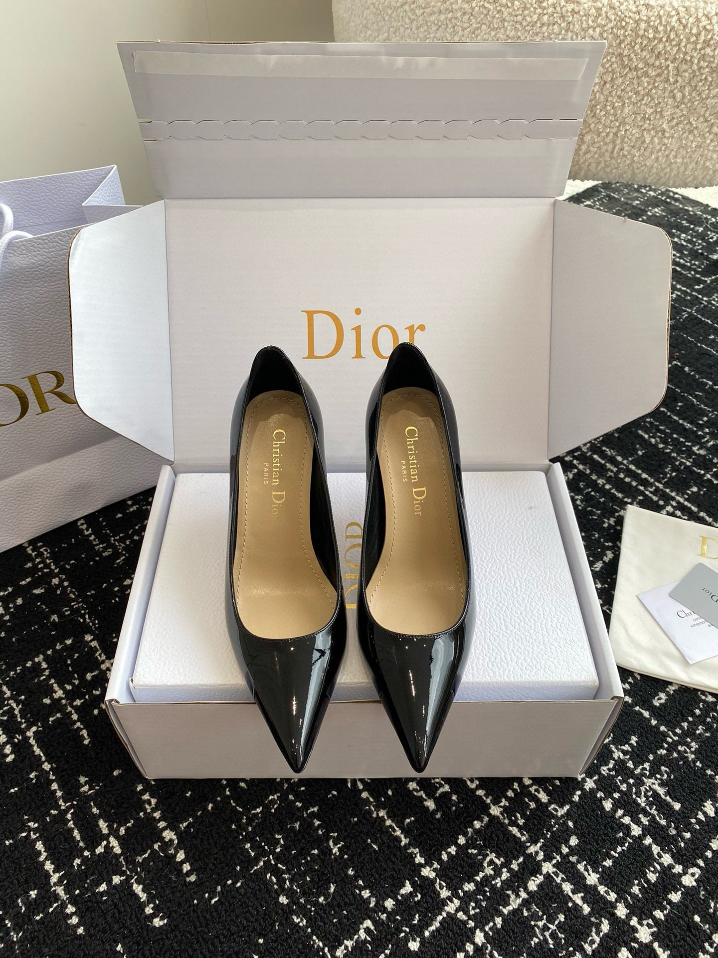 Dior Tribales Pumps 80mm in Black Patent Calfskin