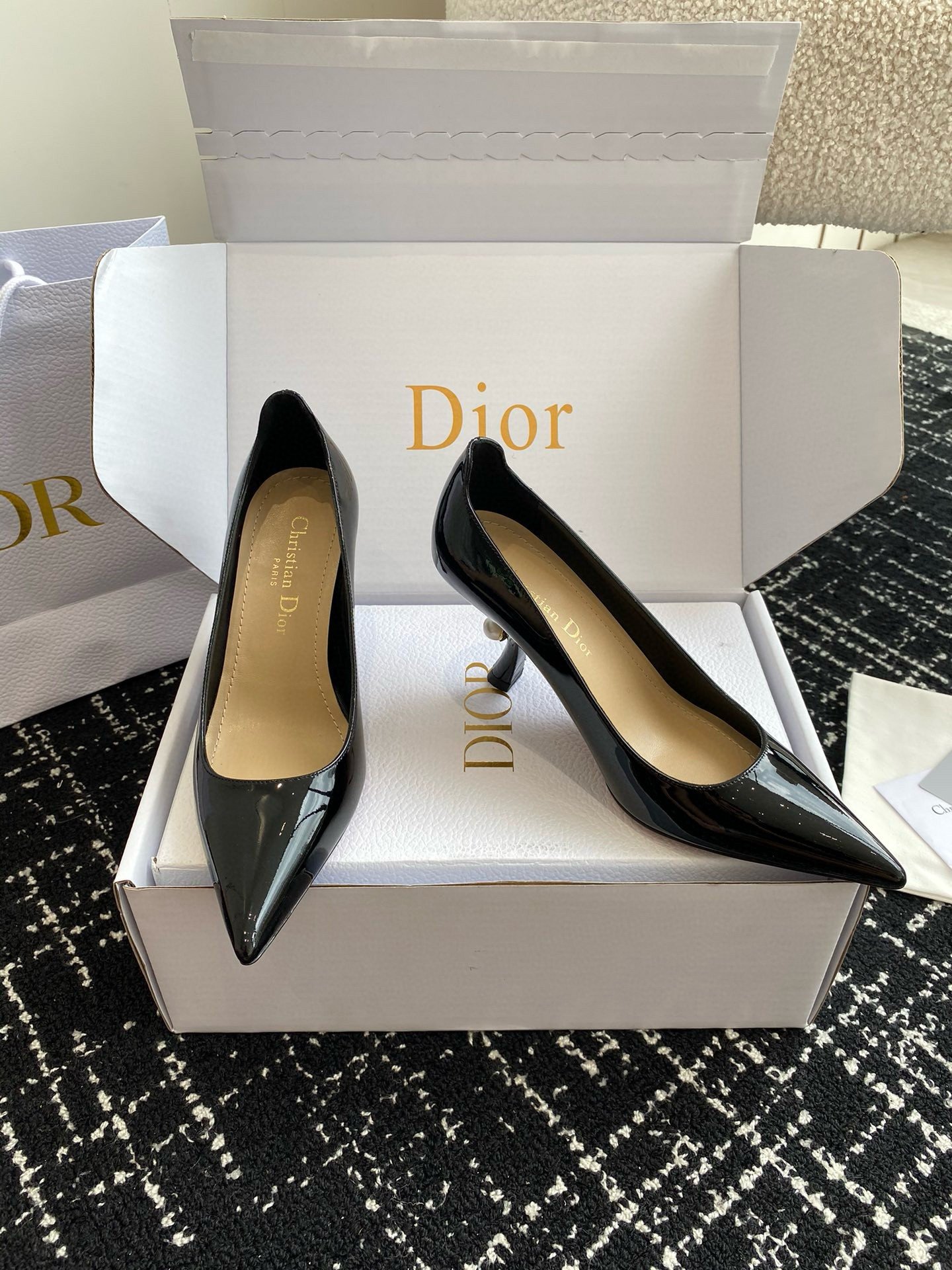 Dior Tribales Pumps 80mm in Black Patent Calfskin