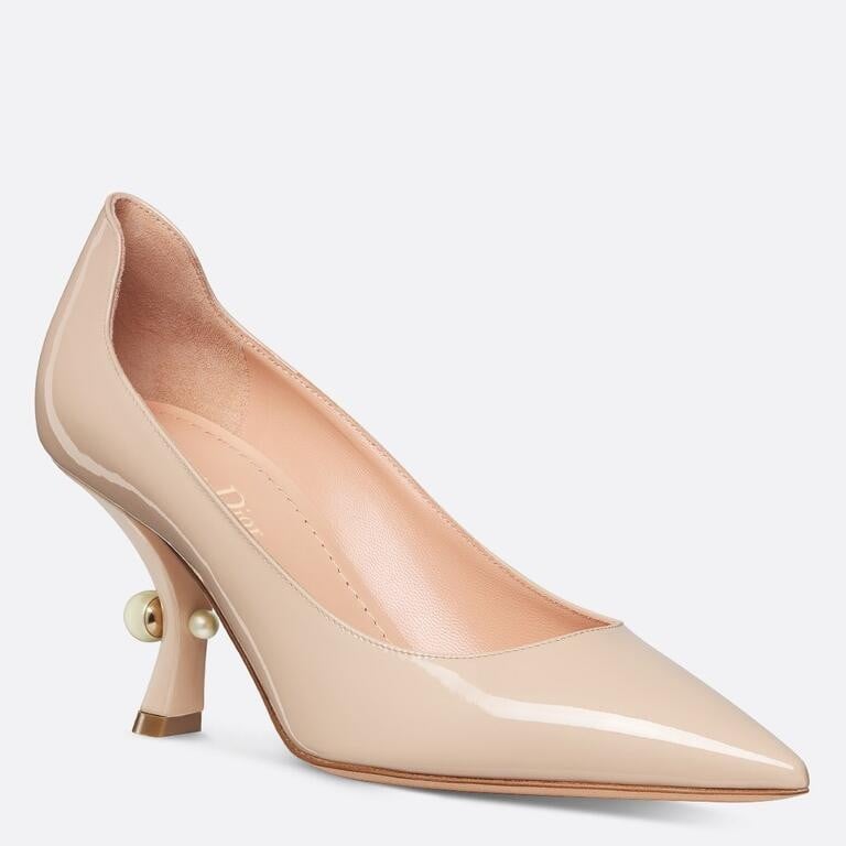 Dior Tribales Pumps 80mm in Nude Patent Calfskin