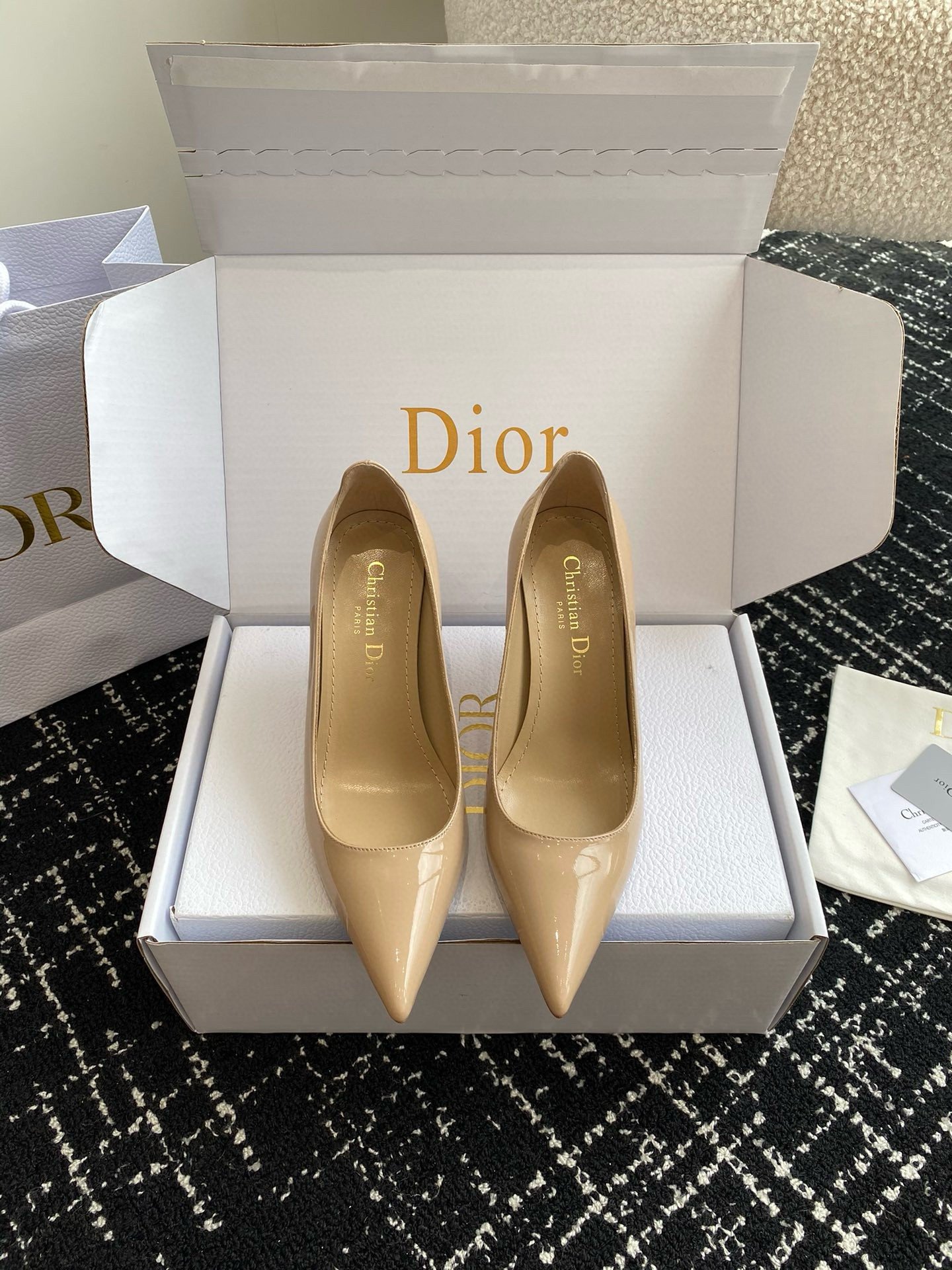 Dior Tribales Pumps 80mm in Nude Patent Calfskin