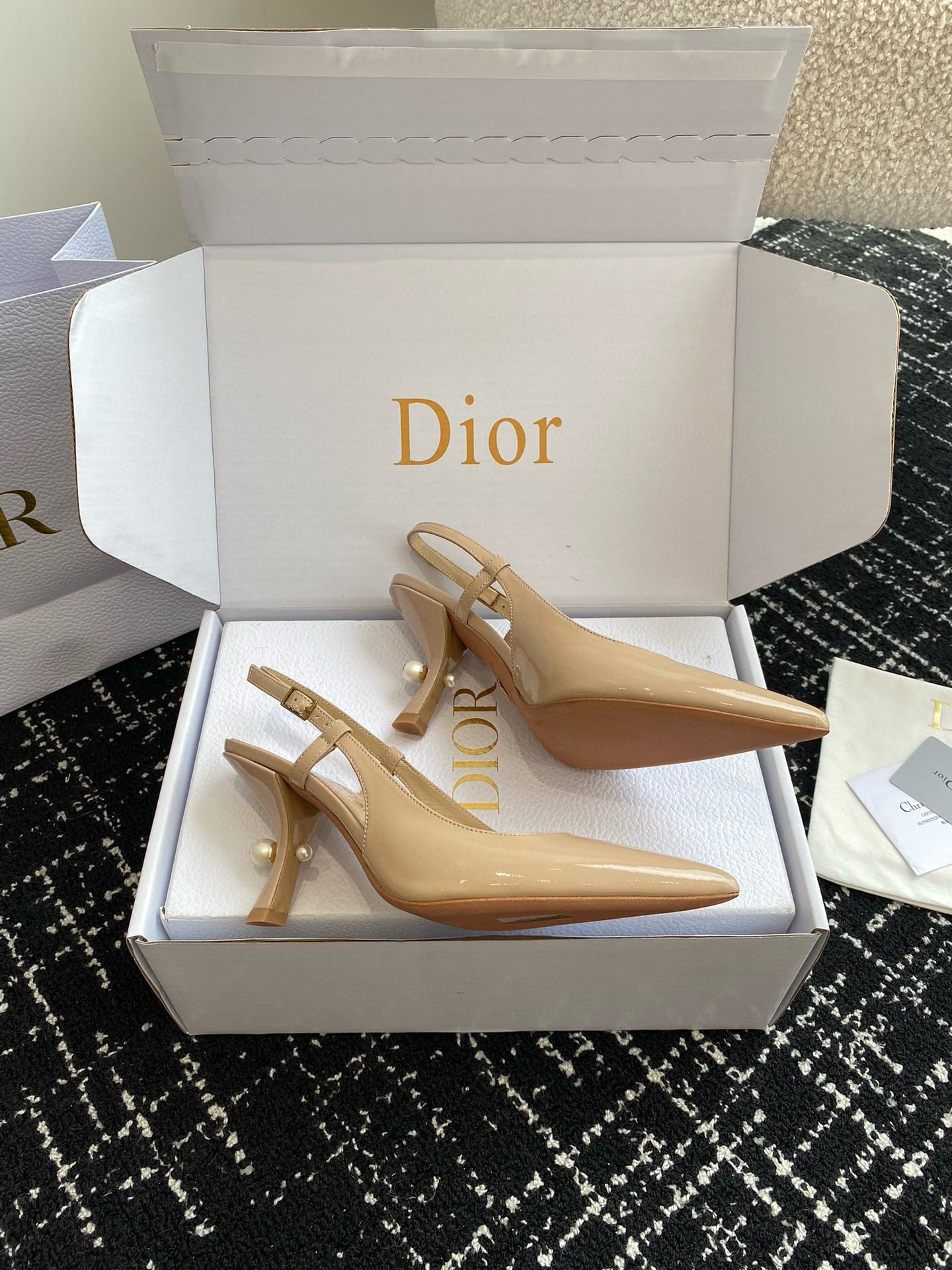 Dior Tribales Pumps Slingback 80mm in Nude Patent Calfskin