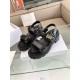 Dior Dioract Platform Sandals in Black Lambskin