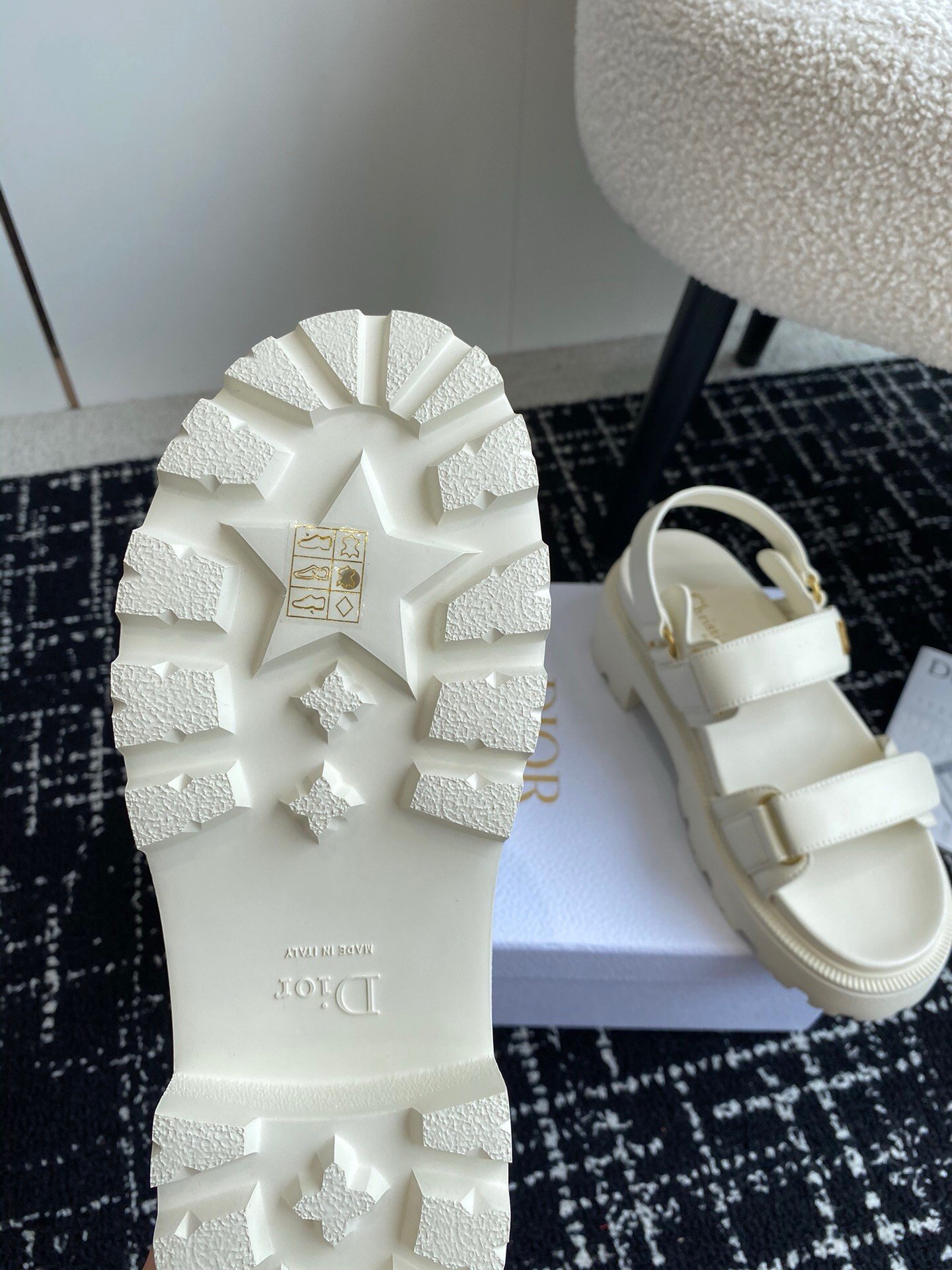 Dior Dioract Platform Sandals in White Lambskin