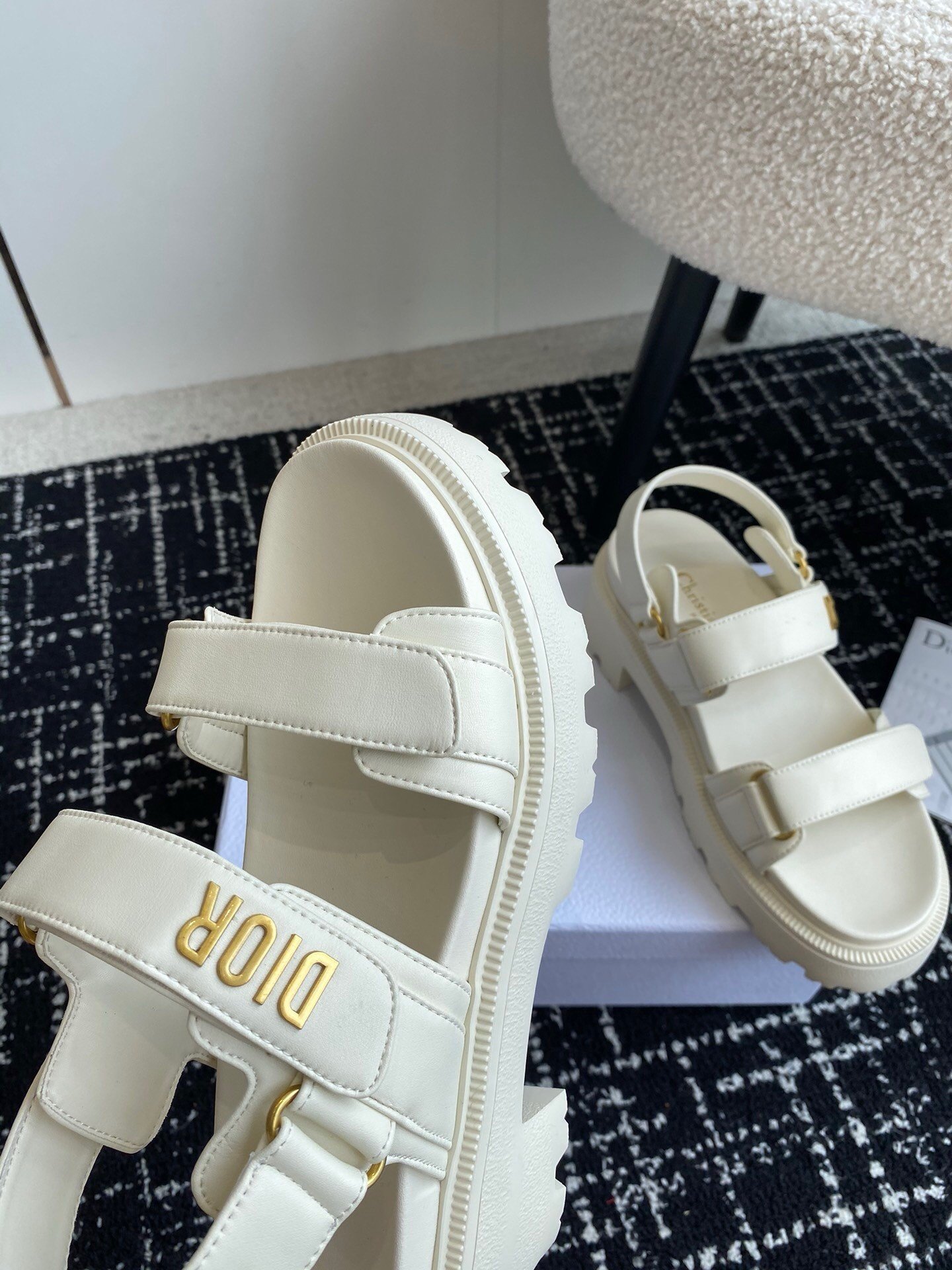 Dior Dioract Platform Sandals in White Lambskin