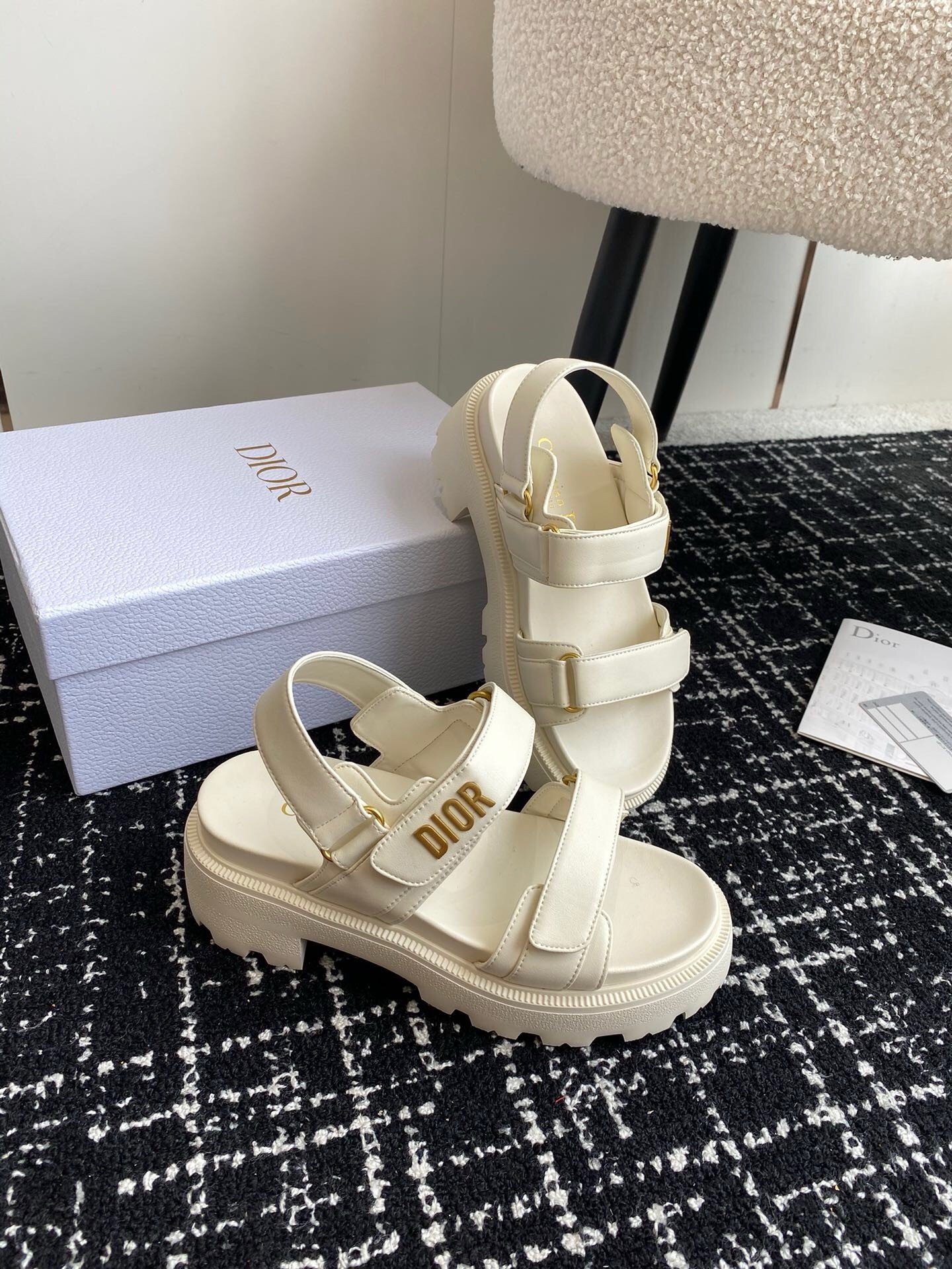 Dior Dioract Platform Sandals in White Lambskin