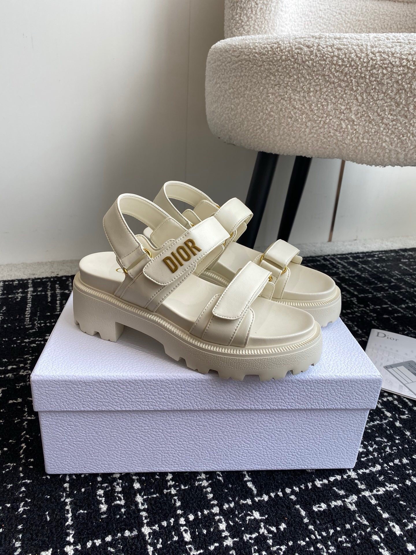 Dior Dioract Platform Sandals in White Lambskin