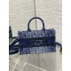 Dior Mini Book Tote with Strap in Blue Denim Oblique Jacquard