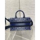 Dior Mini Book Tote with Strap in Blue Denim Oblique Jacquard