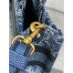 Dior Mini Book Tote with Strap in Blue Denim Oblique Jacquard