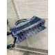 Dior Mini Book Tote with Strap in Blue Denim Oblique Jacquard