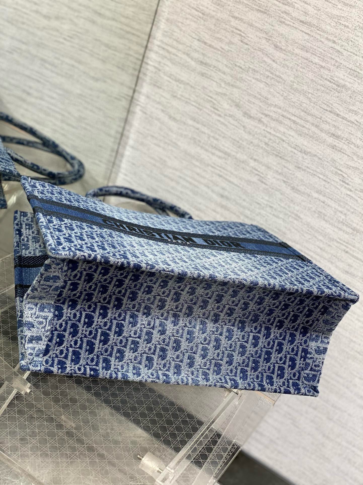 Dior Medium Book Tote Bag in Blue Denim Oblique Jacquard