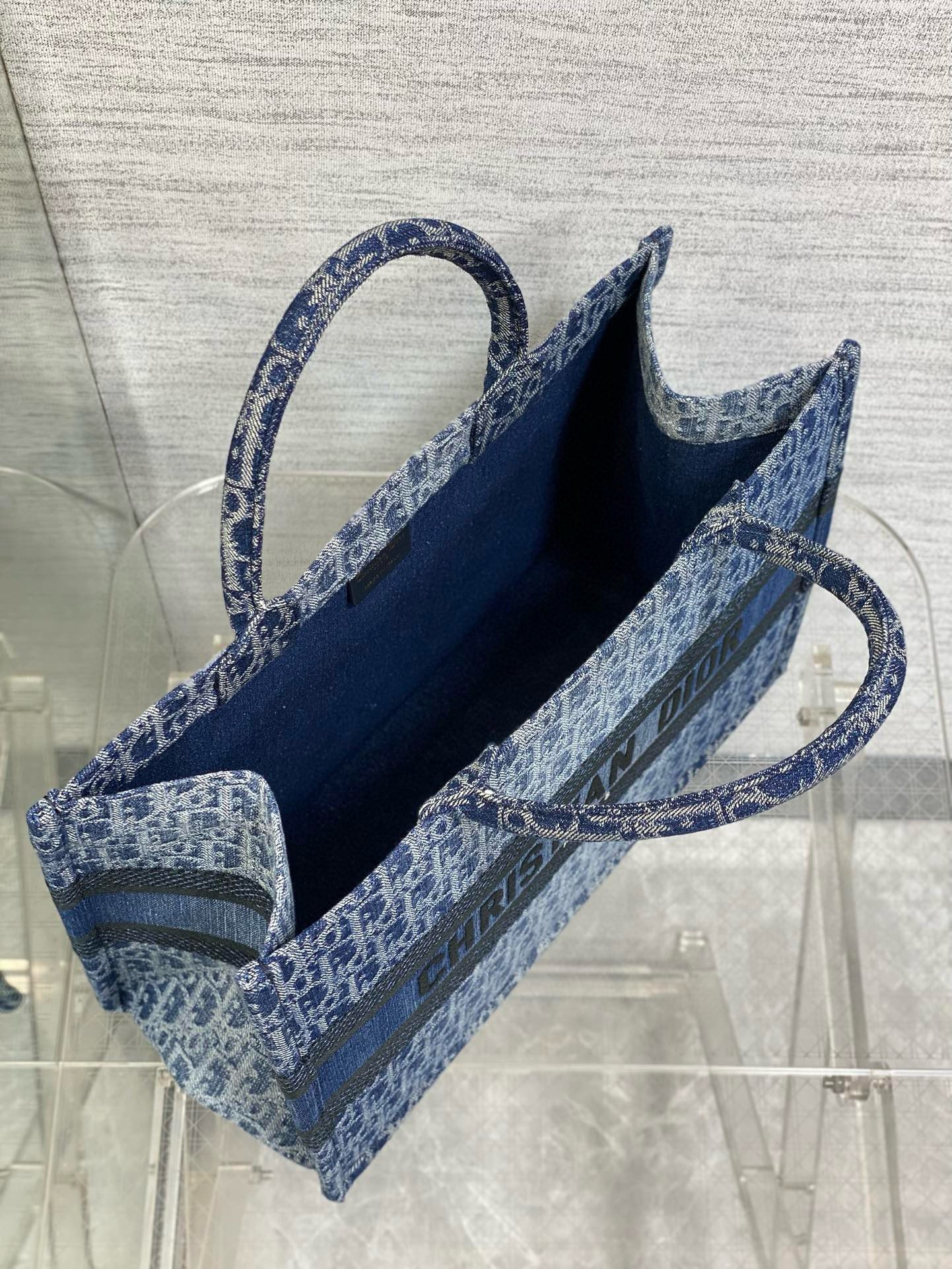 Dior Large Book Tote Bag in Blue Denim Oblique Jacquard