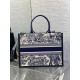 Dior Medium Book Tote Bag with Strap in Blue Toile de Jouy Sauvage Embroidery