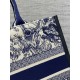 Dior Medium Book Tote Bag with Strap in Blue Toile de Jouy Sauvage Embroidery