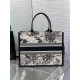 Dior Medium Book Tote Bag with Strap in White Dior Zodiac Embroidery