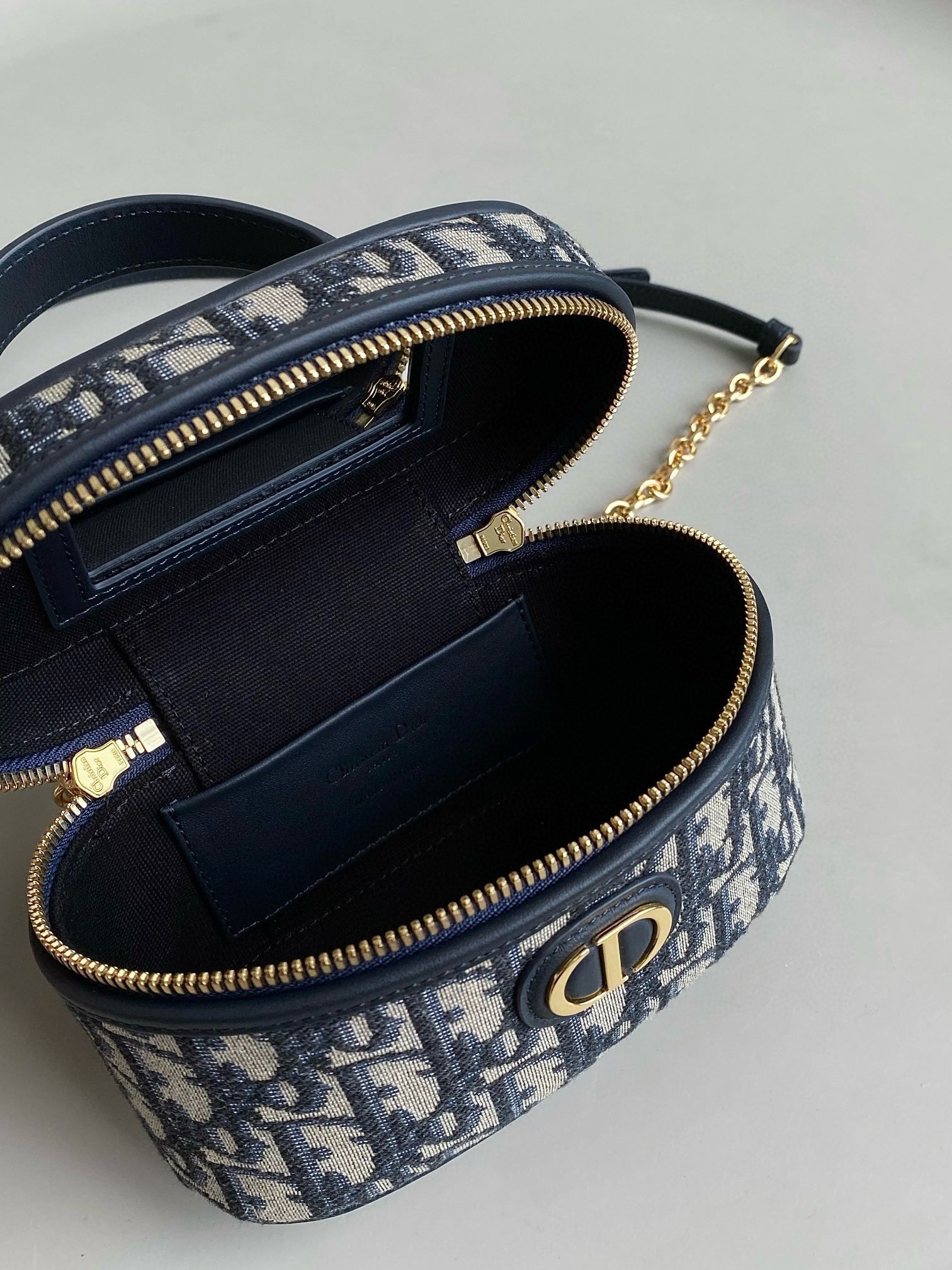 Dior 30 Montaigne Mini Vanity Case in Blue Oblique Jacquard