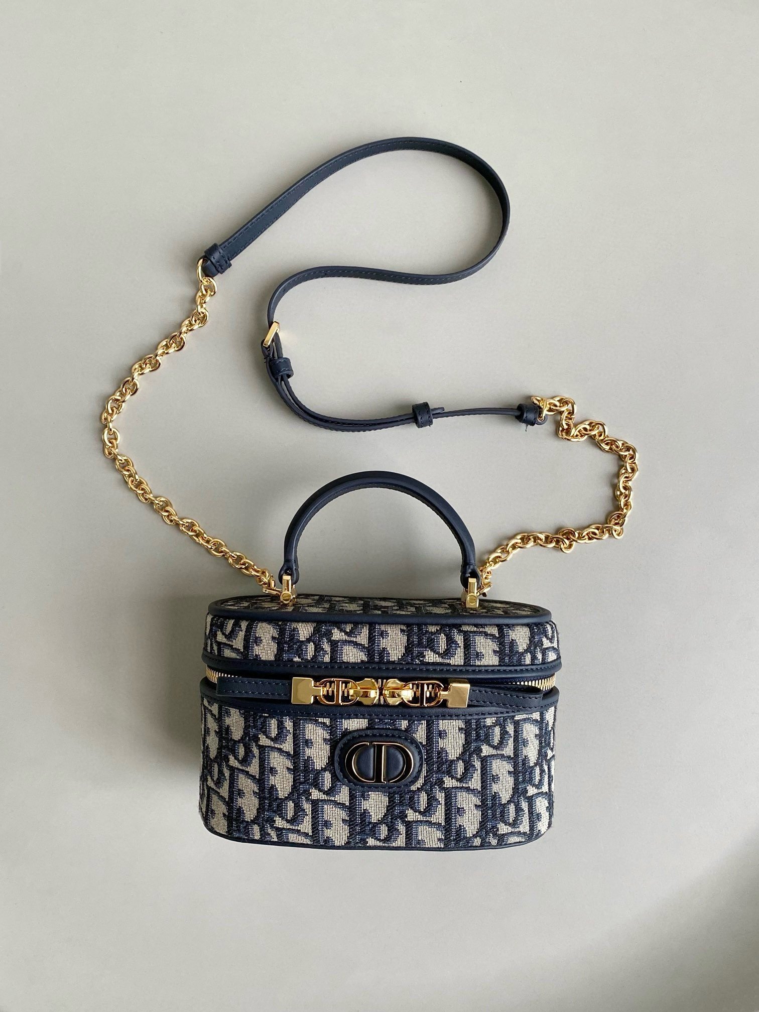 Dior 30 Montaigne Mini Vanity Case in Blue Oblique Jacquard