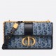 Dior 30 Montaigne East-West Bag with Chain in Blue Denim Oblique Jacquard