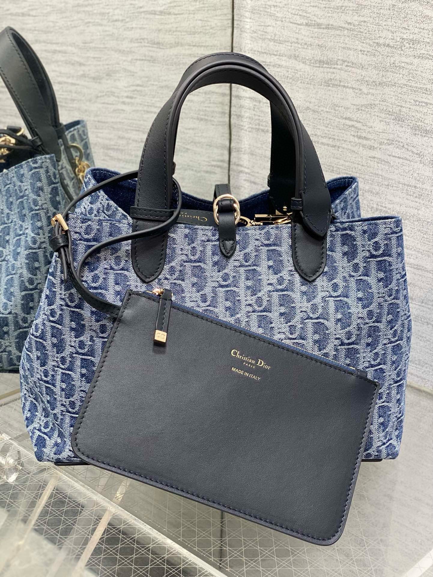 Dior Toujours Medium Bag in Blue Denim Oblique Jacquard