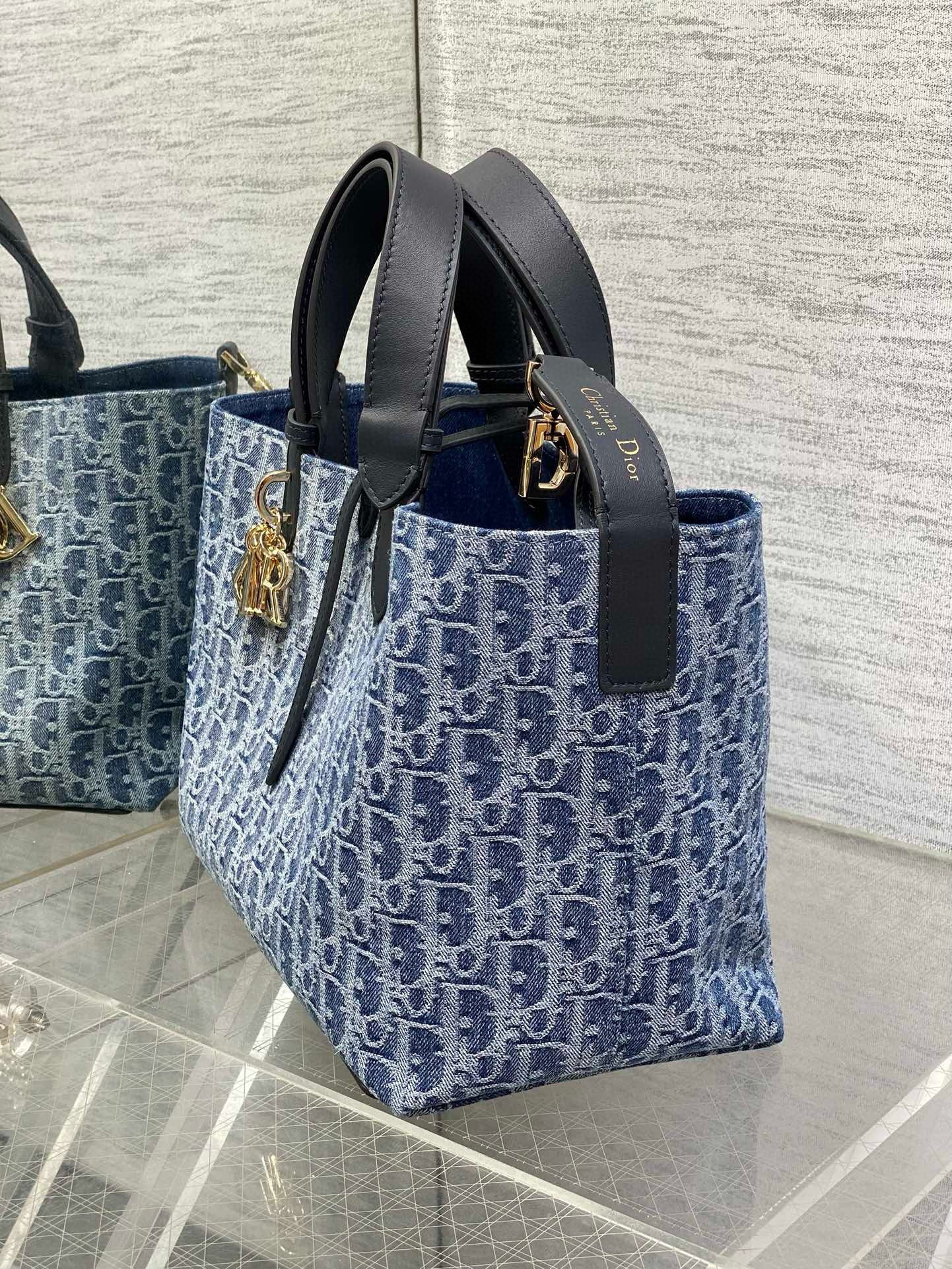 Dior Toujours Medium Bag in Blue Denim Oblique Jacquard