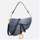 Dior Saddle Bag with Strap in Blue Denim Oblique Jacquard