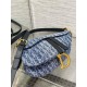 Dior Saddle Bag with Strap in Blue Denim Oblique Jacquard