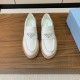 Prada Women's Loafers in White Grained Leather