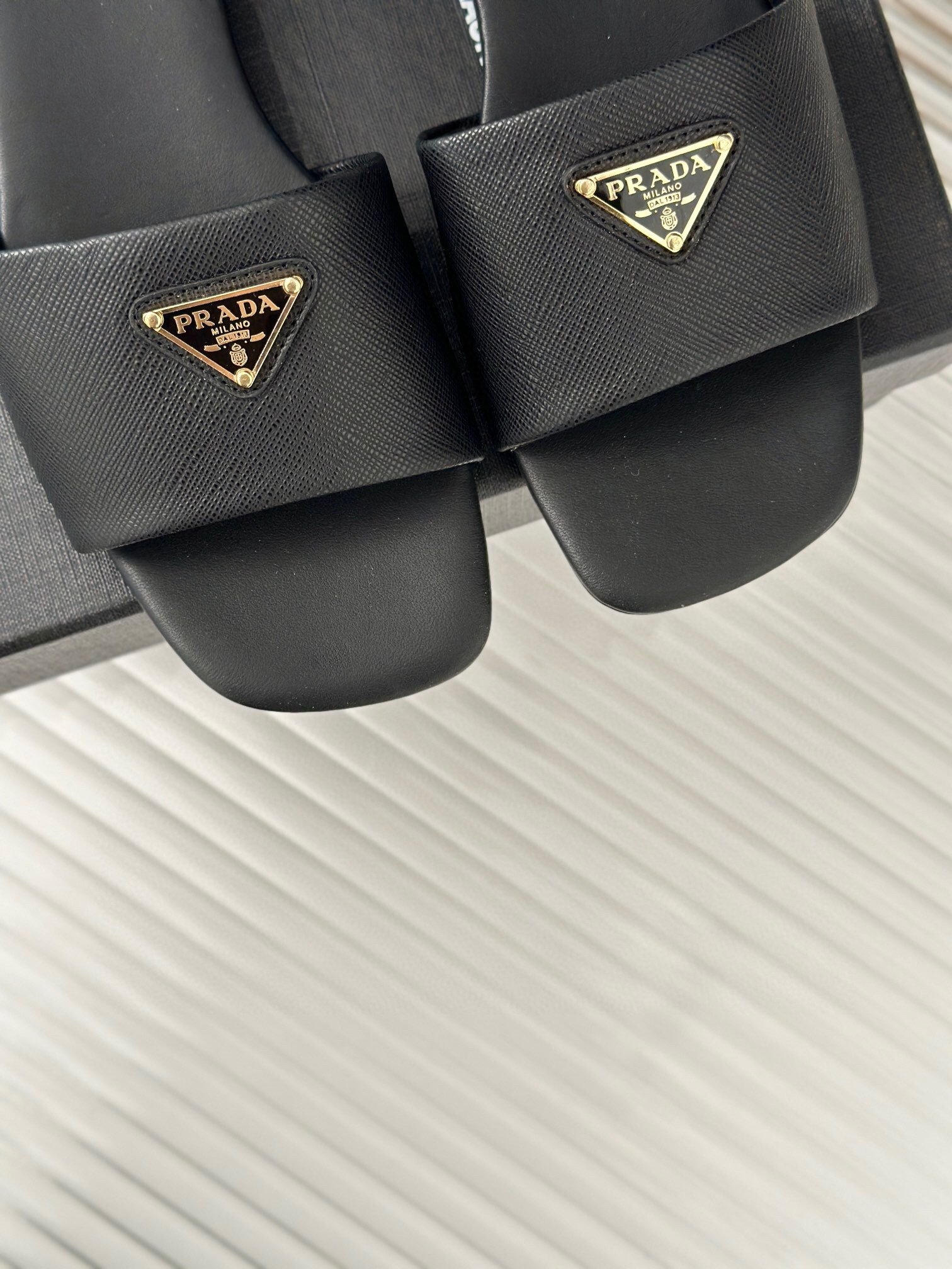 Prada Women's Slides in Black Saffiano Leather