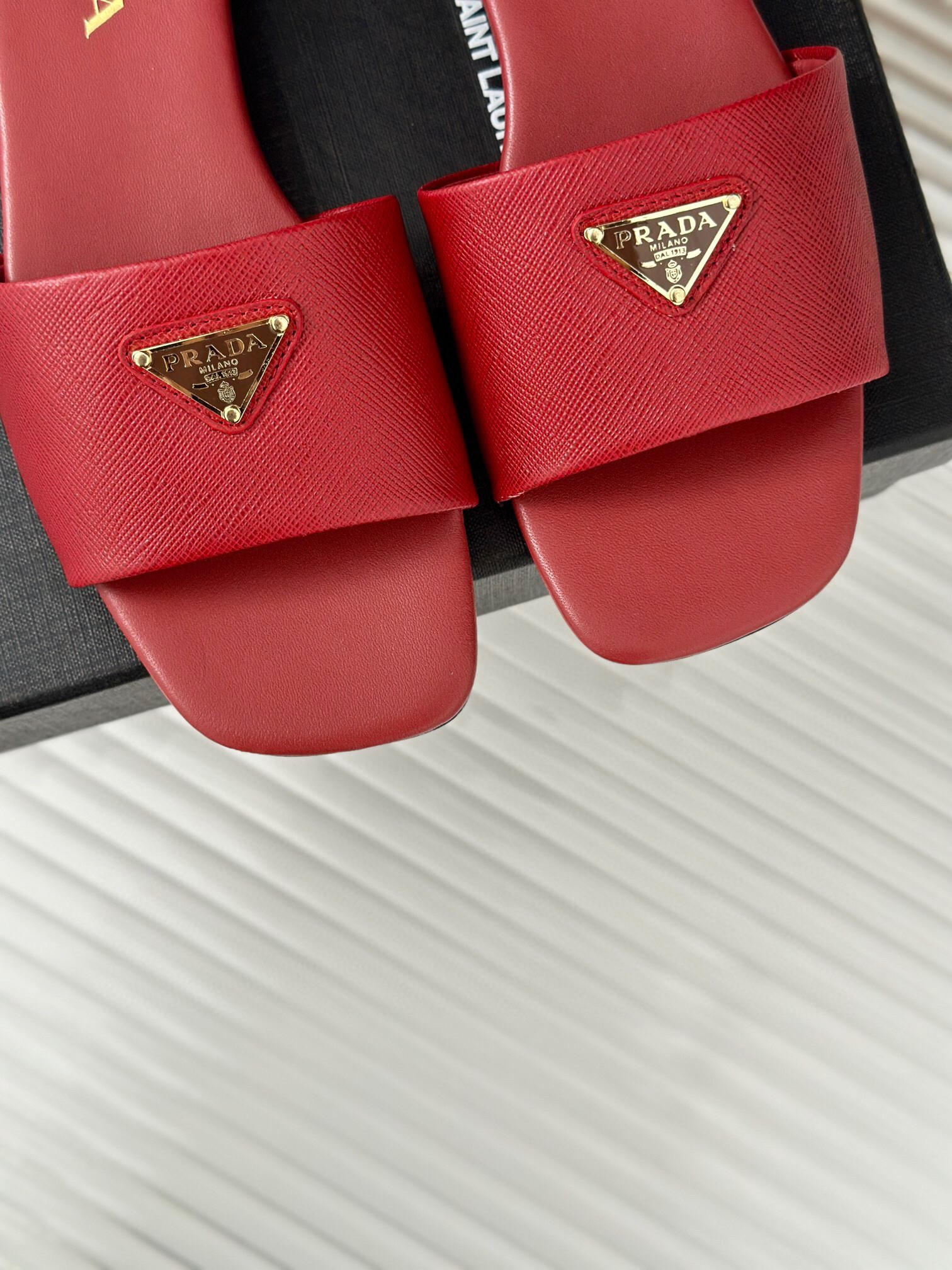 Prada Women's Slides in Red Saffiano Leather