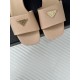 Prada Heeled Sandals 35mm in Beige Saffiano Leather