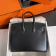 Hermes Birkin 25 Sellier Handmade Bag In Black Box Calfskin