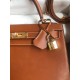 Hermes Kelly Sellier 28 Handmade Bag In Gold Barenia Calfskin