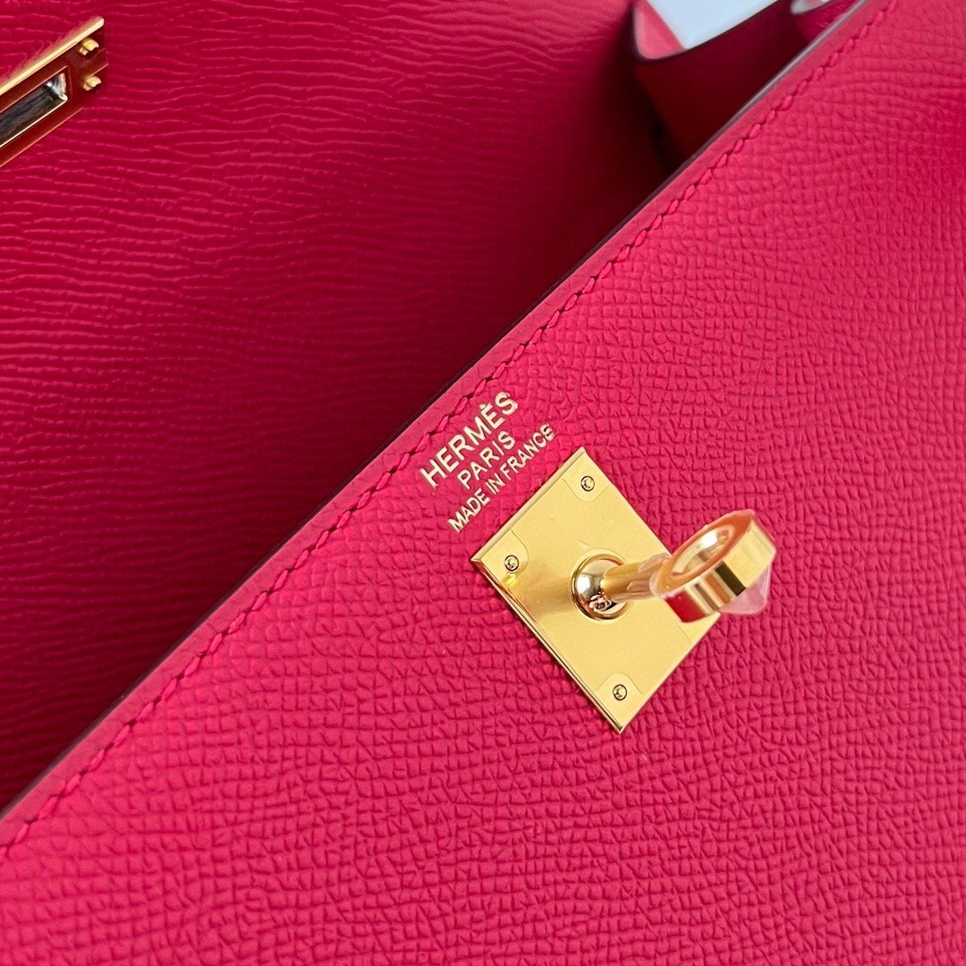 Hermes Kelly Sellier 28 Handmade Bag In Rose Extreme Epsom Calfskin