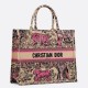 Dior Large Dioriviera Book Tote in Raffia with Pink Toile de Jouy Sauvage Embroidery