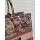 Dior Large Dioriviera Book Tote in Raffia with Pink Toile de Jouy Sauvage Embroidery