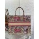 Dior Large Dioriviera Book Tote in Raffia with Pink Toile de Jouy Sauvage Embroidery