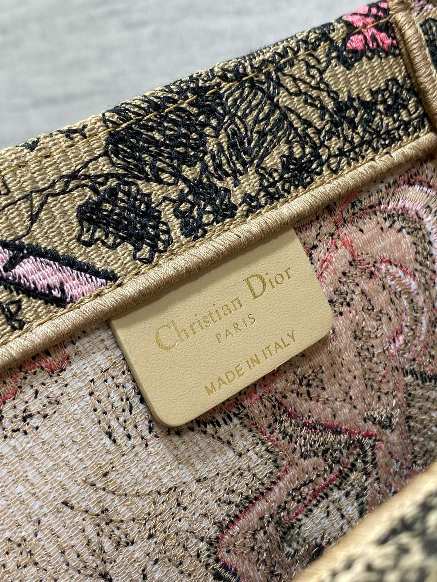 Dior Large Dioriviera Book Tote in Raffia with Pink Toile de Jouy Sauvage Embroidery