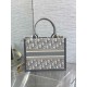 Dior Small Book Tote Bag with Strap in Grey Dior Oblique Canvas